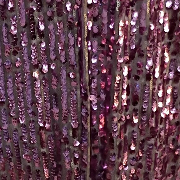 FREE PEOPLE PURPLE LILAC PINK SEQUIN w/BLACK SATIN TRIM DUSTER/COAT SZ L NWT - Picture 5 of 10